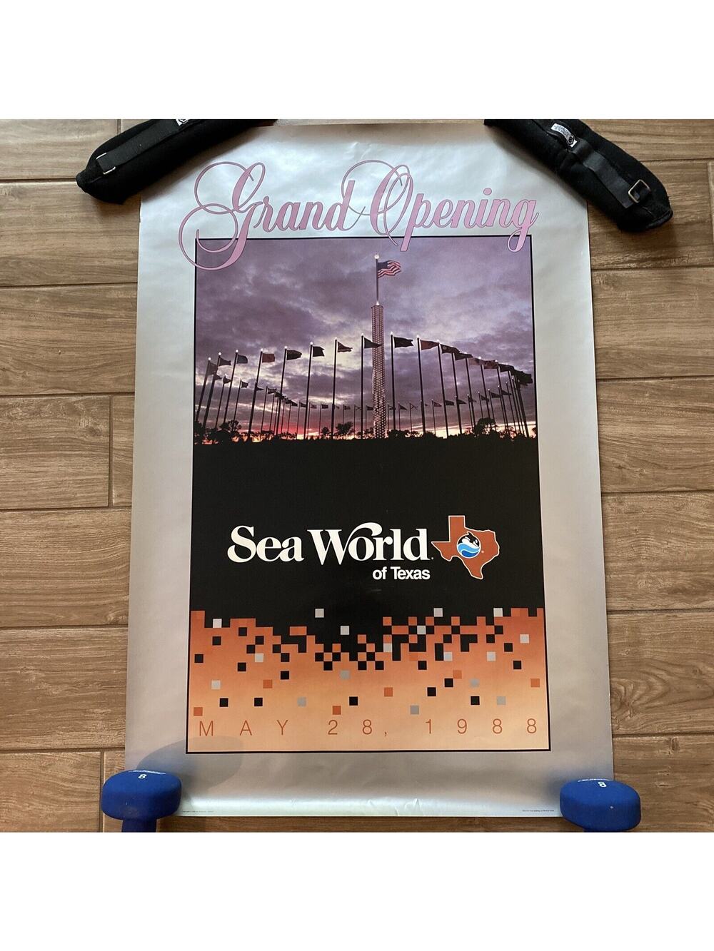 Vintage 1988 SEAWORLD OF TEXAS INAUGURAL POSTER Grand Opening Day Rare poster